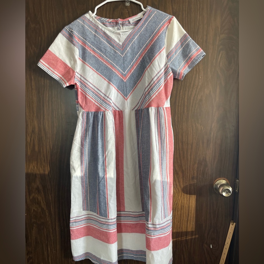 Ces Femme Red and Blue Chevron Dress
